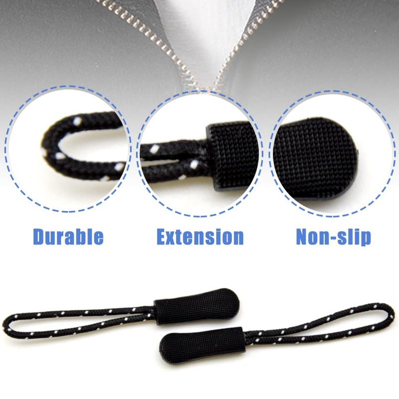 Ruidee 50 Pieces Zipper Pulls Zipper Tabs Zipper Pull Cord