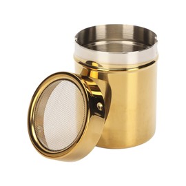 Stainless Steel Powder Shaker Duster Powder Shaker, Gold Fine Mesh Powder Sugar Shaker Mesh Sifter Sprinkler Sugar Shaker for Home Kitchen Sugar Shakers