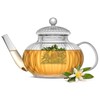 JoyJolt Fluted Glass Teapot Set 33.8oz w/Double Wall Glasses 13.5oz,