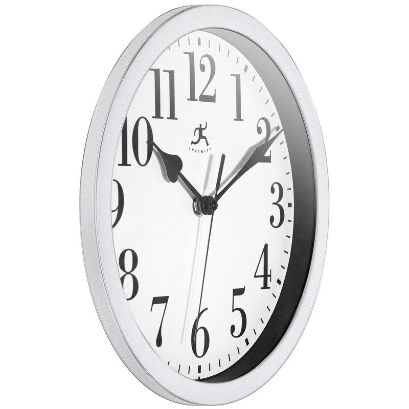 Infinity Instruments LTD. Plastic Wall Clock, Silver, 9-5/8"