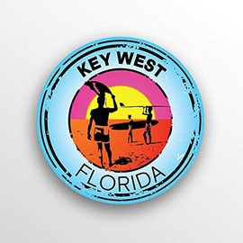 2-Pack Key West Florida Decal Sticker |3-Inch Round | Premium Quality Vinyl Sticker | UV Protective Laminate | PD1497