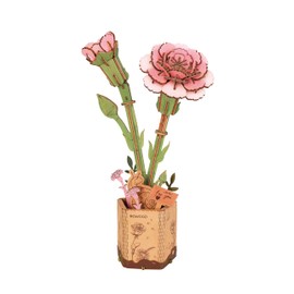 rowood Wood Flower,DIY Artifical Flower Building Set Craft Kit for Kids,Mother's Day/Valentine's Day/Teacher's Day/Thanksgiving/Christmas/Birthday Gift for Mom/Women/Grandma/Wife-Pink Carnation