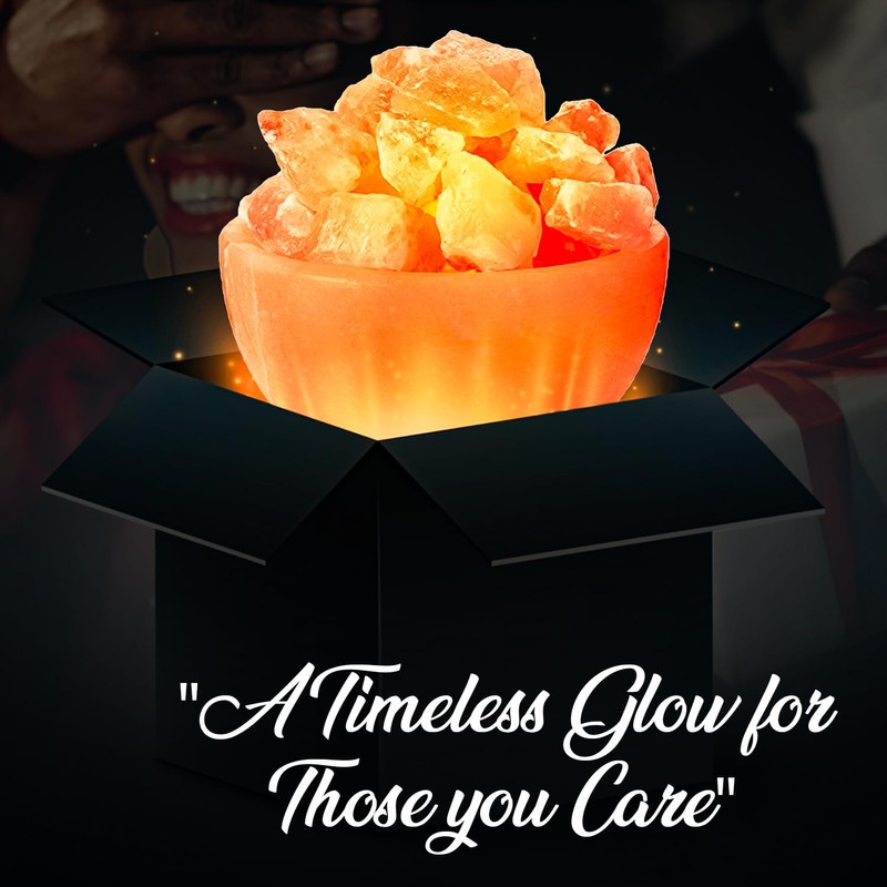 Himalayan Glow Massage Bowl Lamp with Natural Salt Crystal Chunks,