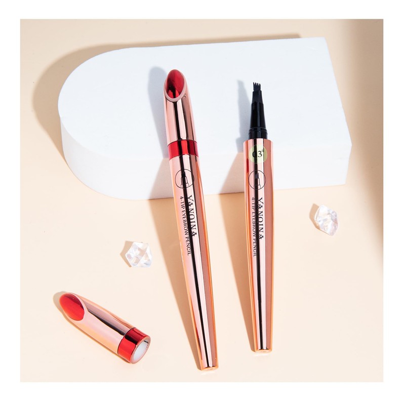 3D Eyebrow Pencil, Waterproof, Microblading Eyebrow Pencil with 4 Fork