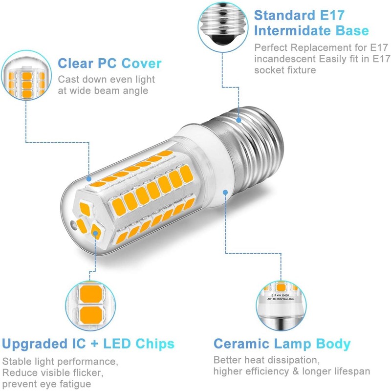 KLG E17 LED Light Bulb 4W 3000K Warm White, Non-Dimmable,