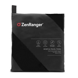 ZenRanger Microfibre Travel & Sports Towel (180 cm x 80 cm) – Highly Absorbent, Soft & Durable, Lightweight & Packable, Odour Resistant – for Camping, Hiking, Beach, Yoga, Swimming (Midnight Black)