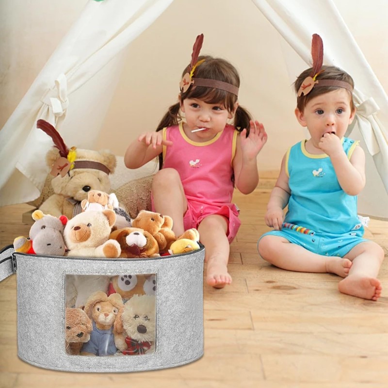 Rierousy Hat Box Round Foldable Hat Storage Boxes Fabric with