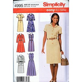 Simplicity 4995 2004 Misses/Miss Petite Shirt Dress w/Slim Skirt or Flared Skirt Sizes U5 16-24
