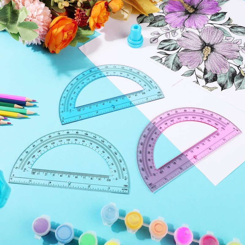 Zonon 3 Pack 6 Inch Plastic Protractor Christian Charity Donation