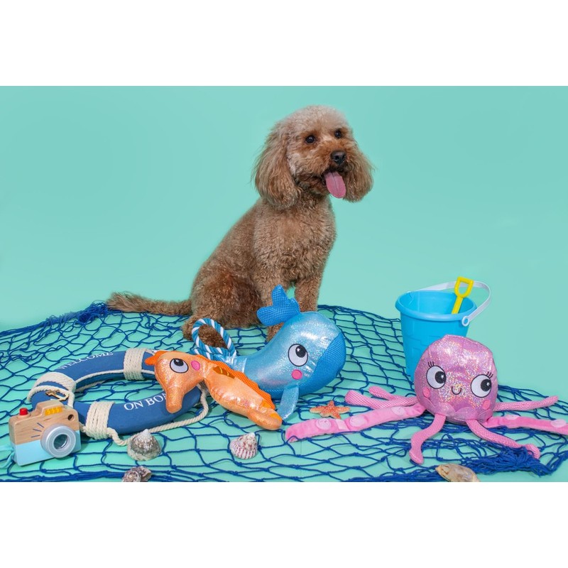 YöL Whale Plush Hide and Seek Pet Dog Toy Squeaker