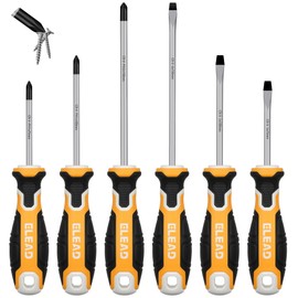 6-Piece Magnetic Screwdrivers Set, 3 Phillips and 3 Slotted Tips Professional Cushion Grip Screwdriver Set