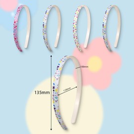 AFCJLTO Set of 4 Cute Plastic Hair Bands: Thick, Colourful, Non-Slip and Cute with Confetti Rainbow and Teeth for Little Girls, Colourful Hair Accessories You Must Have!