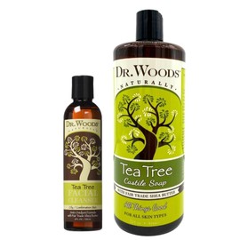 Dr. Woods Variety Pack Tea Tree Facial Cleanser, 8 Ounces and Tea Tree Shea Castile Soap, 32 Ounces