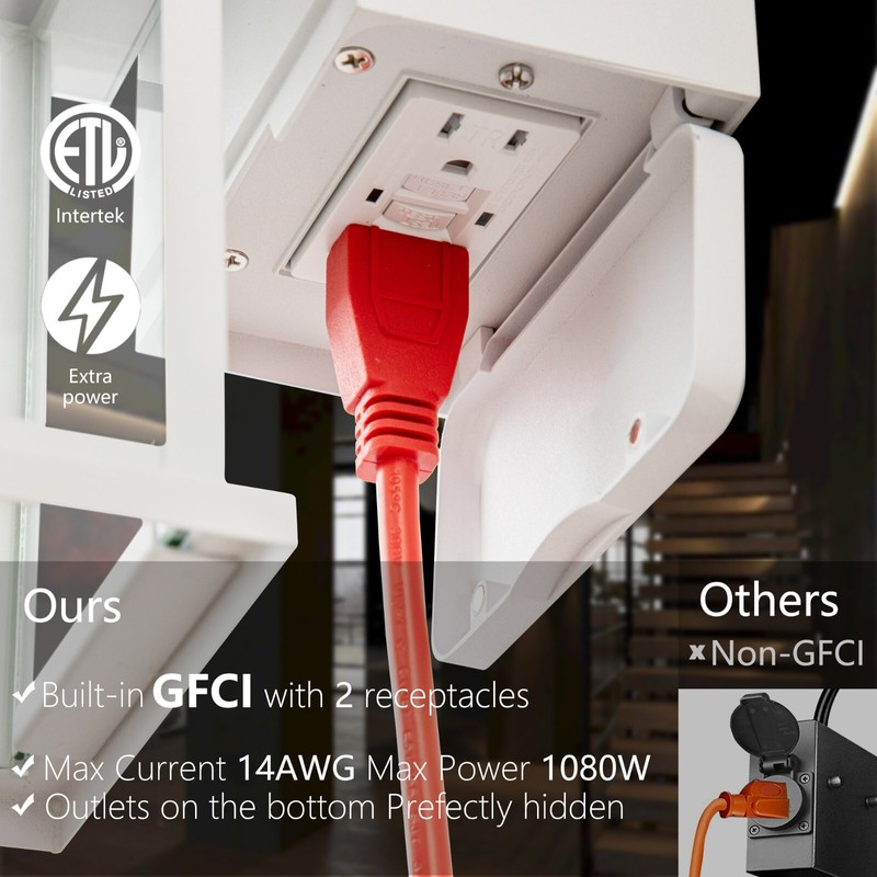 FTL Outdoor Lights with GFCI Outlet, Dusk to Dawn Front