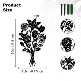 UNICRAFTALE Flower Wall Decor Decoraions Metall Wall Art Signs Hanging Flowers Walls Decor Metal Floral Leaf Art Decorative for DIY Home Living Room Dining Room Bathroom Decoration