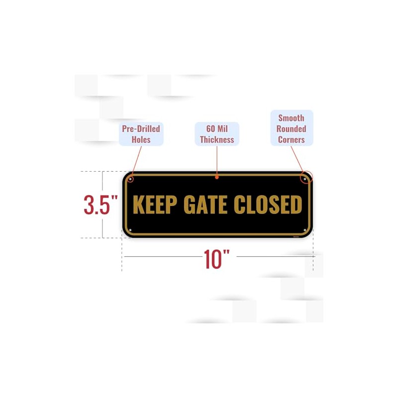2PC Please Keep Gate Closed Sign, 10 x 3.5 Inches