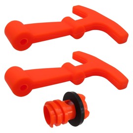 Misimain Cooler Drain Plugs Lid T Latch Straps Handles Replacement for RTIC YETI Coolers Leak-Proof Accessories Parts (2 Pack Orange Straps + 1 Pack Drain Plug)