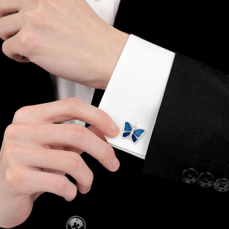 バタフライ 蝶 蝶々 カフス カフスボタン カフリンクス 全5色 レッド ピンク ブルー
