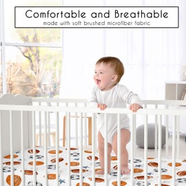 Sweet Jojo Designs Fitted Baby Crib Sheets (Vintage Sports Theme) for Boys, Infant Nursery, Toddler Room - Standard Size (Watercolor, Sport Themed, Soccer Balls, Football, Baseball, Basketball, Stars)