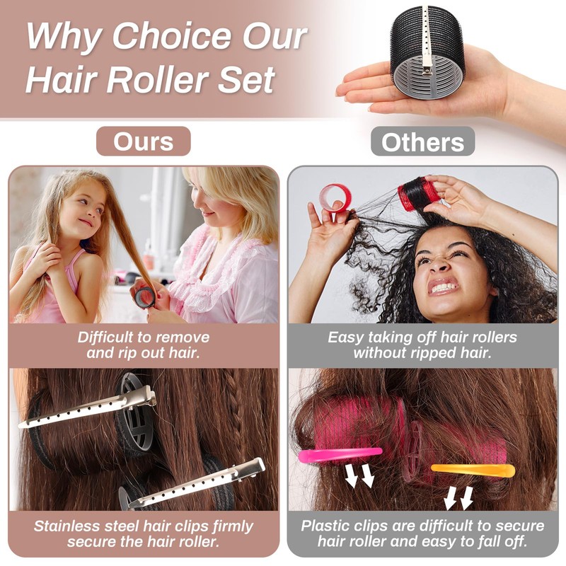 Self Grip Hair Rollers Curlers 16 Pcs Set with 8Pcs