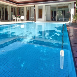 Lantelme Poolthermometer sinkend mit Schnur Analog Farbe weiß Schwimmbad Whirlpool Thermometer Wassertemperatur Pool Bad Teich Schwimmbadthermometer Teichthermometer (Weiß)