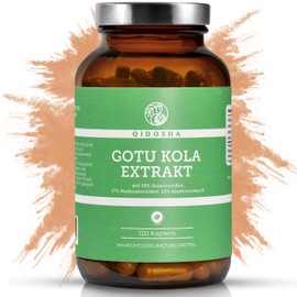 QIDOSHA Gotu Kola 60:1 Extract, with 40% Total Asian Cosides Highest Active Ingredient Content on the Market, Including 10% Asiaticosides, 17% Madecassoside and 13% Asiaticoside B, 120 Capsules in Glass