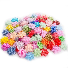 2 inch 100Pcs Small Star Bows for Gift Wrapping and Presents,Multiple coClour Christmas Bows,for Parties, Birthdays, Weddings or Other Holidays.