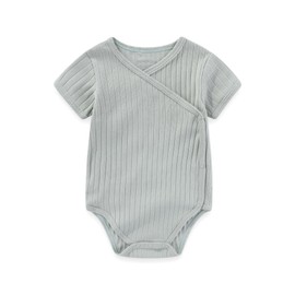 MAMIMAKA Newborn Infant Baby Boy Girl 100% Cotton Bodysuits Short Sleeve, Pants,Caps and Scratch Mittens Solid Color