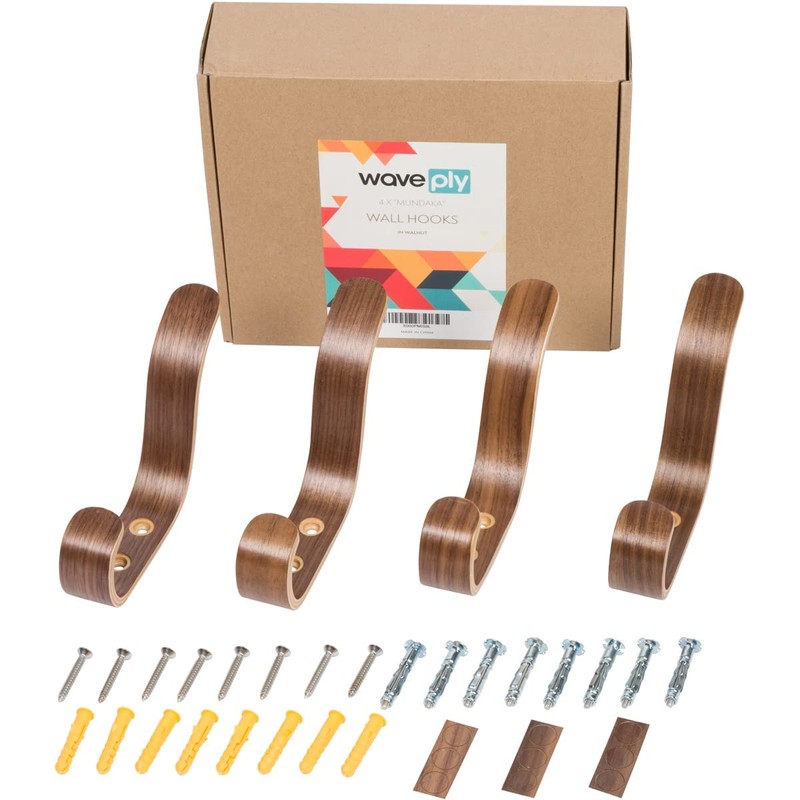 Plywood Wall Hooks Set of 4 Wood Coat Hooks Hanging