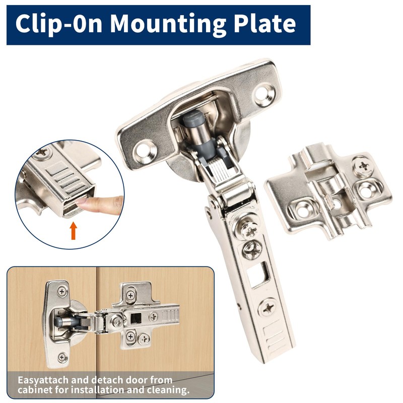 10 Pack Frameless Full Overlay Soft Close European Cabinet Hinges,4D