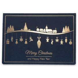 ART NUVO - Exclusive Christmas Cards - Set of 10 Identical Cards, 120 x 170 mm, Gold Plated and Embossed Christmas Motifs - Made from Decorative, Coloured Paper with Inserts and Envelopes