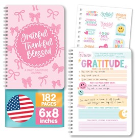 Hadley Designs - Diario de gratitud diario para mujeres con indicaciones, diarios guiados con indicaciones, diarios diarios diarios para mujeres, cuaderno de agradecimiento rosa