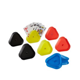 Relaxdays 10044624 Playing Card Holder, Set of 8, Card Aid for 15 Playing Cards, HBT: 8.5 x 9 x 2.5 cm, Children and Adults, Colourful