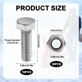 lasuroa 10 Sets Auger Shear Pins Bolts & Nuts, Snowblower Shear Bolts Snow Blower Parts Fit Model HS1132 HS624 HS828 HS928 HS724 and New HSS Series 724/928 / 1332