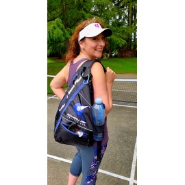 Pickleball Pro® Black Pickleball Bag - Pickleball Backpack, Adjustable Sling Bag with Keys Safety Clip, Padded Back, Fence Hook, Soft Pocket (phone/glasses), Mesh Bottle Holder & Water Resistant Bag