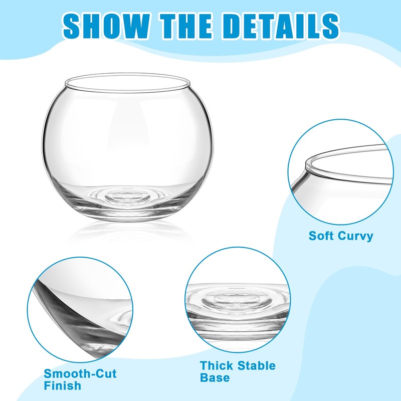 24 Pcs Fish Bowl Vase Glass Bubble Bowl Globe Glass