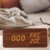 Wooden Digital Alarm Clock Yellow LED Display Adjustable Dimmer Weekday