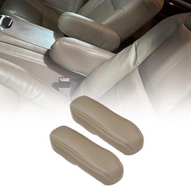 NLQR 2Pcs Replacement Seat Armrest Cover Microfiber Leather Tan Compatible with Ford F150 F250 F350 F450 F550 Excursion 1999 2000 2001 2002 2003 2004 2005 2006 2007