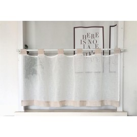 Vordesack Linen Look Net Curtain with Loops Short Curtain Plain Colour Small Window Short Curtain Kitchen Curtain 1 Piece Sand H x W 45 x 90 cm