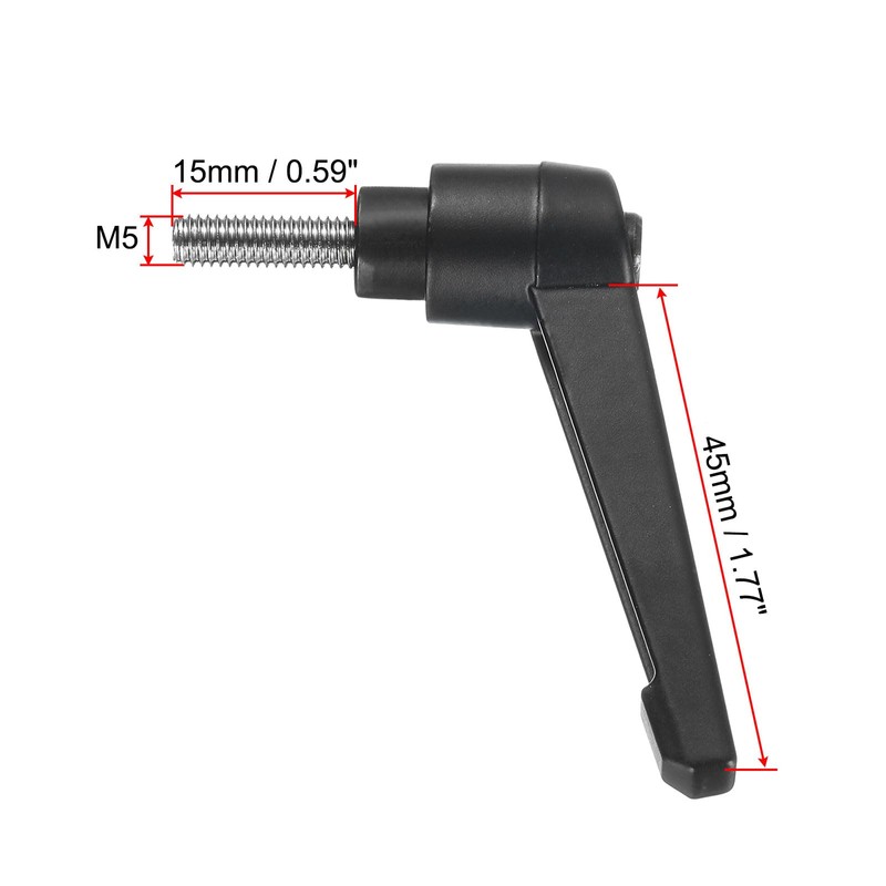 sourcing map 2pcs Adjustable Clamping Lever Handle M5 x 15mm