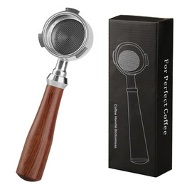 51mm Bottomless Portafilter Coffee Bottomless Compatible with DeLonghi Espresso Machine EC680 and EC685 Rosewood Handle (Filter Basket Included)