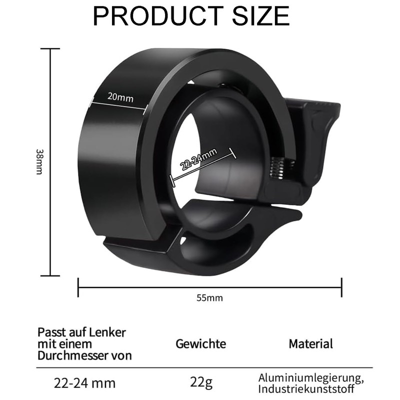 YUNYU Bicycle Bell, 100dB Loud Safety Horn, Aluminium Alloy Low-Profile
