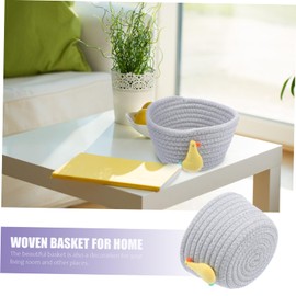 Totority 1pc Woven Cotton Rope Storage Basket for Sundries Organization Stylish Home Multi-purpose Use for Toys Books and Cosmetics Grey Color for Living Room and Tabletop Storage