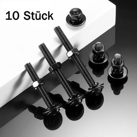 Pack of 10 M5 x 12 Screws, Pan Head Screws Nuts and Washers Assortment Kit, Stainless Steel A2 V2A, Hexagon Socket, Full Thread, Black Oxide