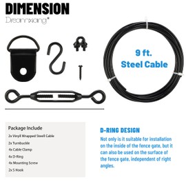 Anti Sag Gate Kit for Wooden Fence, Anti-Sagging Fence Gate Support Cable Kit in Zinc, No Sag Wooden Fence Gate Repair Kit for Outdoor, Anti-Sag Gate Frame Kit