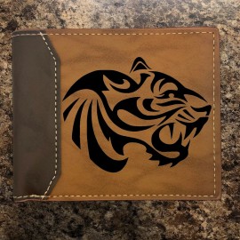 Leather Customs Tribal Tiger Head Leather Wallet Bifold Premium Quality NEW