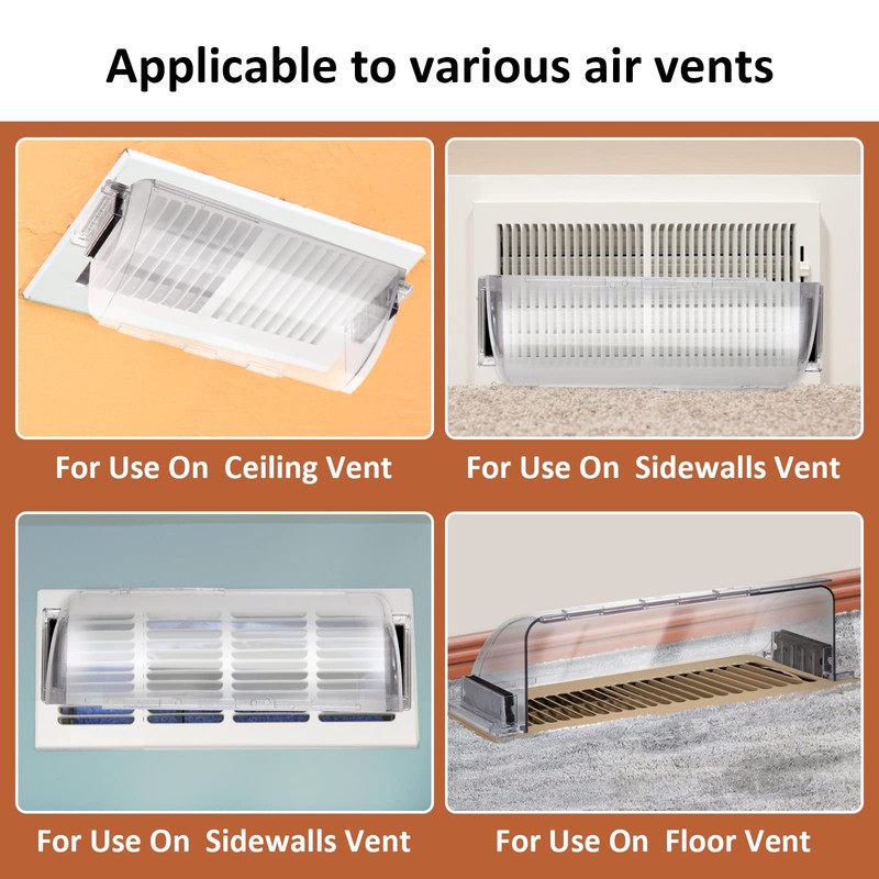 4 Pack Transparent Adjustable Air Deflector for Vents, Sidewalls and