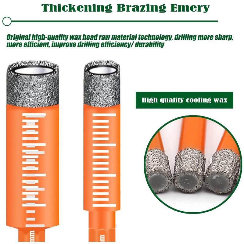 JOERIC Orange 1/4" Dry Diamond Drill Bit Set, 10 PCS