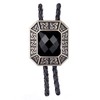 Piratenladen Bolo Tie Celts, Black Agate, Real Silver Plating, Cowboy