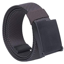 moonsix Elastic Stretch Men's Webbing Belt, Lightweight Outdoor Flip Top Buckle Belt 1.5" Checkpoint Friendly,Coffee